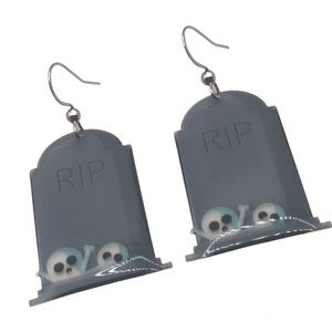 Acrylic Tombstone Earrings Halloween goth gothic new